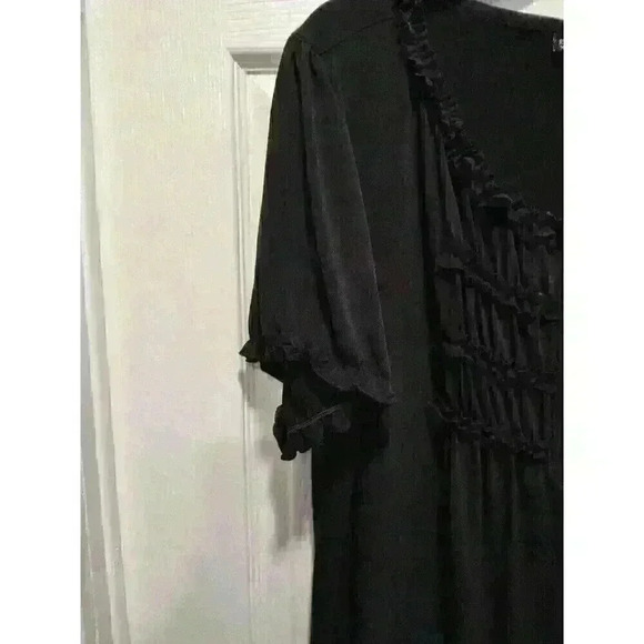 EnFocus Dress Womens Size 18W Ruffle Short Sleeve Polyester Blend Black Pullover - Picture 6 of 10